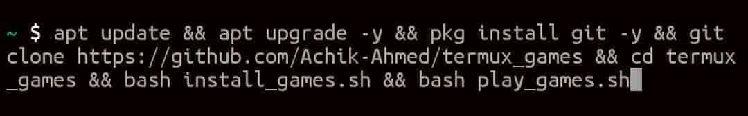 one-line-command-Termux-games Termux games