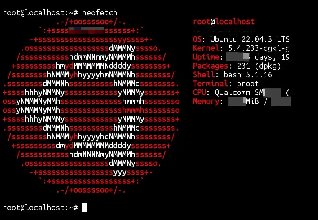 System information Mfdgaming Ubuntu in Termux