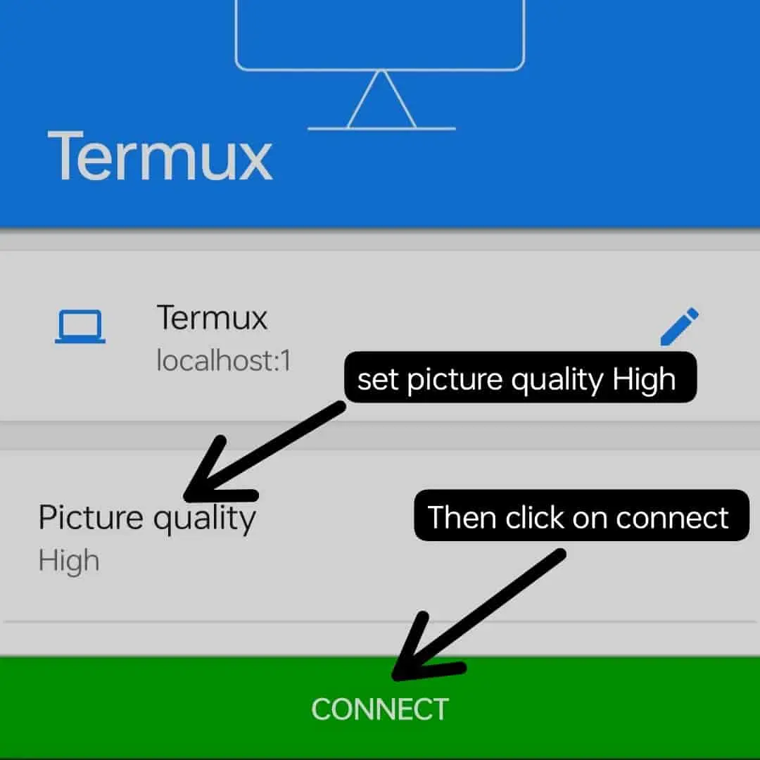 Termux GUI Click on connect