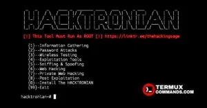 Hacktronian Termux toolkit installation and usage commands