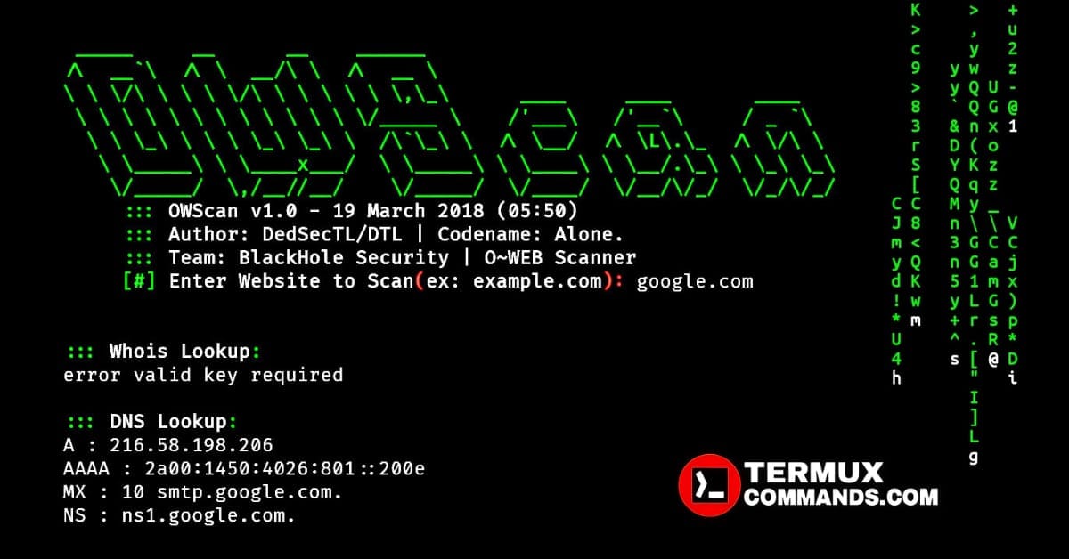 Termux domain osint tool commands