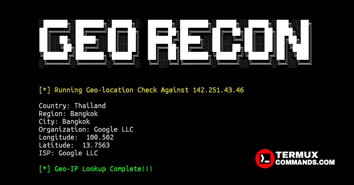 Geo recon installation and usage commands