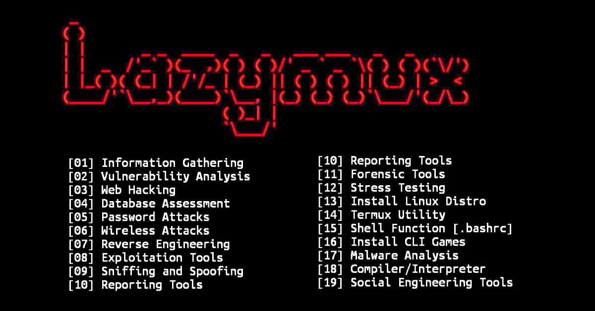 Lazymux in Termux commands