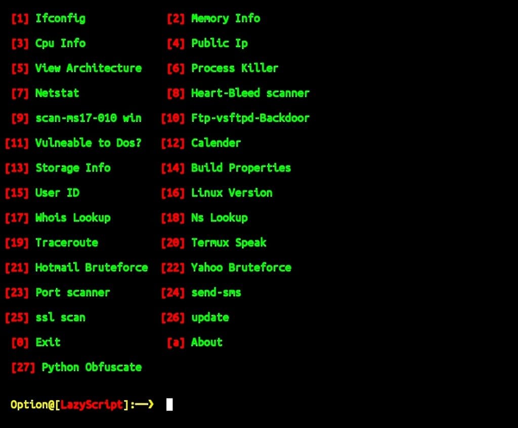 Termux lazy script menu